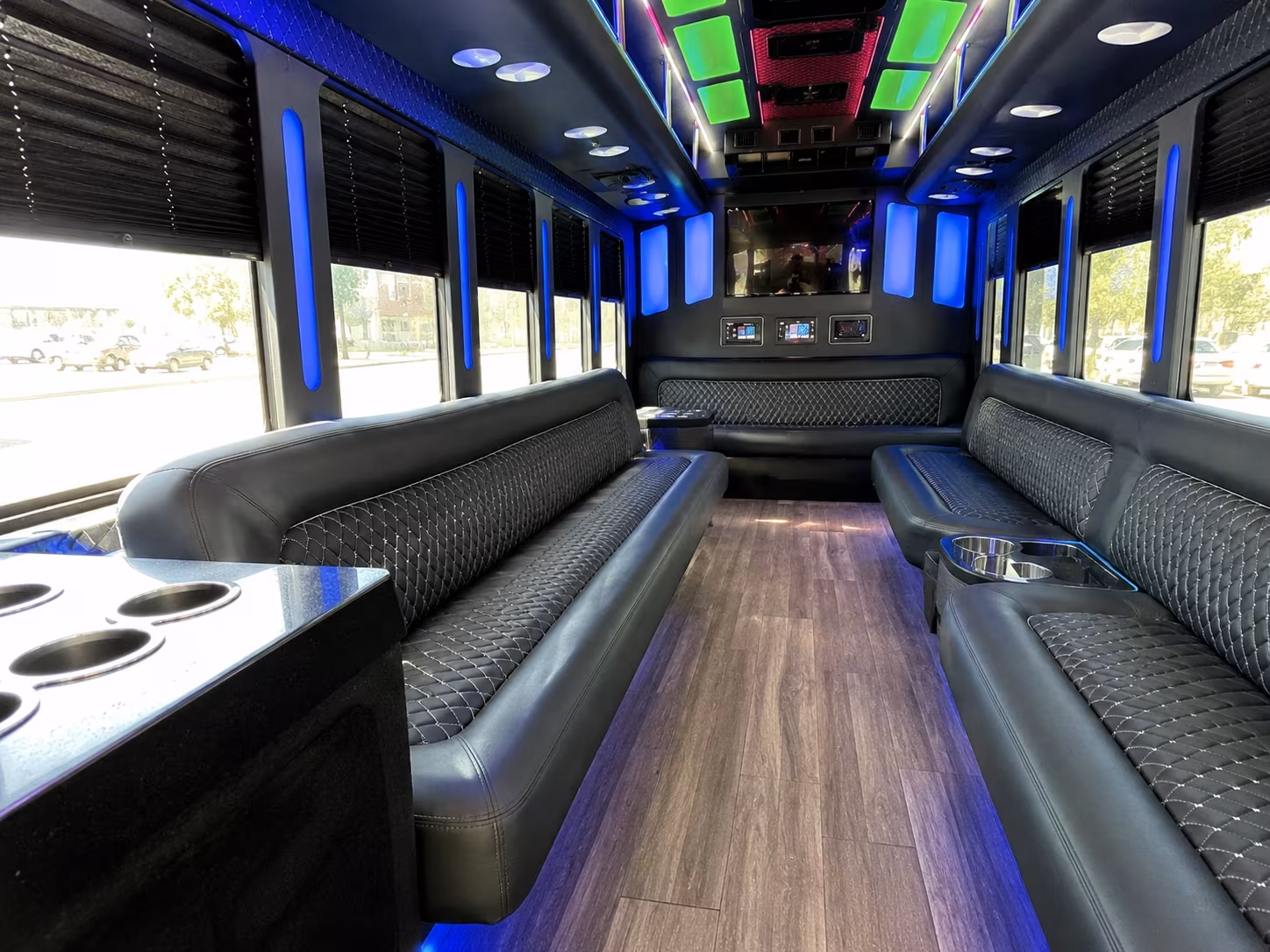 worcester 15 passenger party bus inside