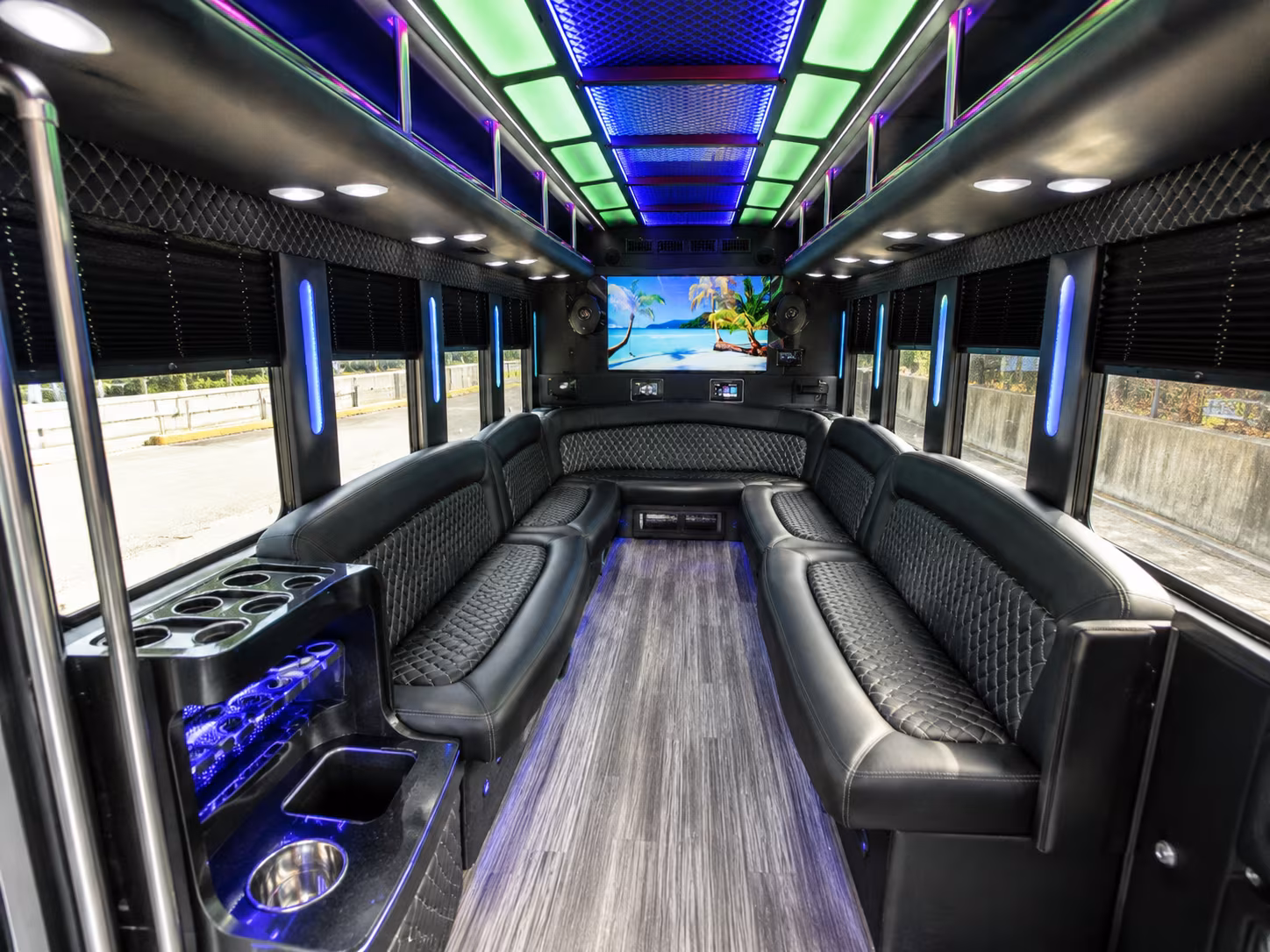 worcester 18 passenger party bus inside