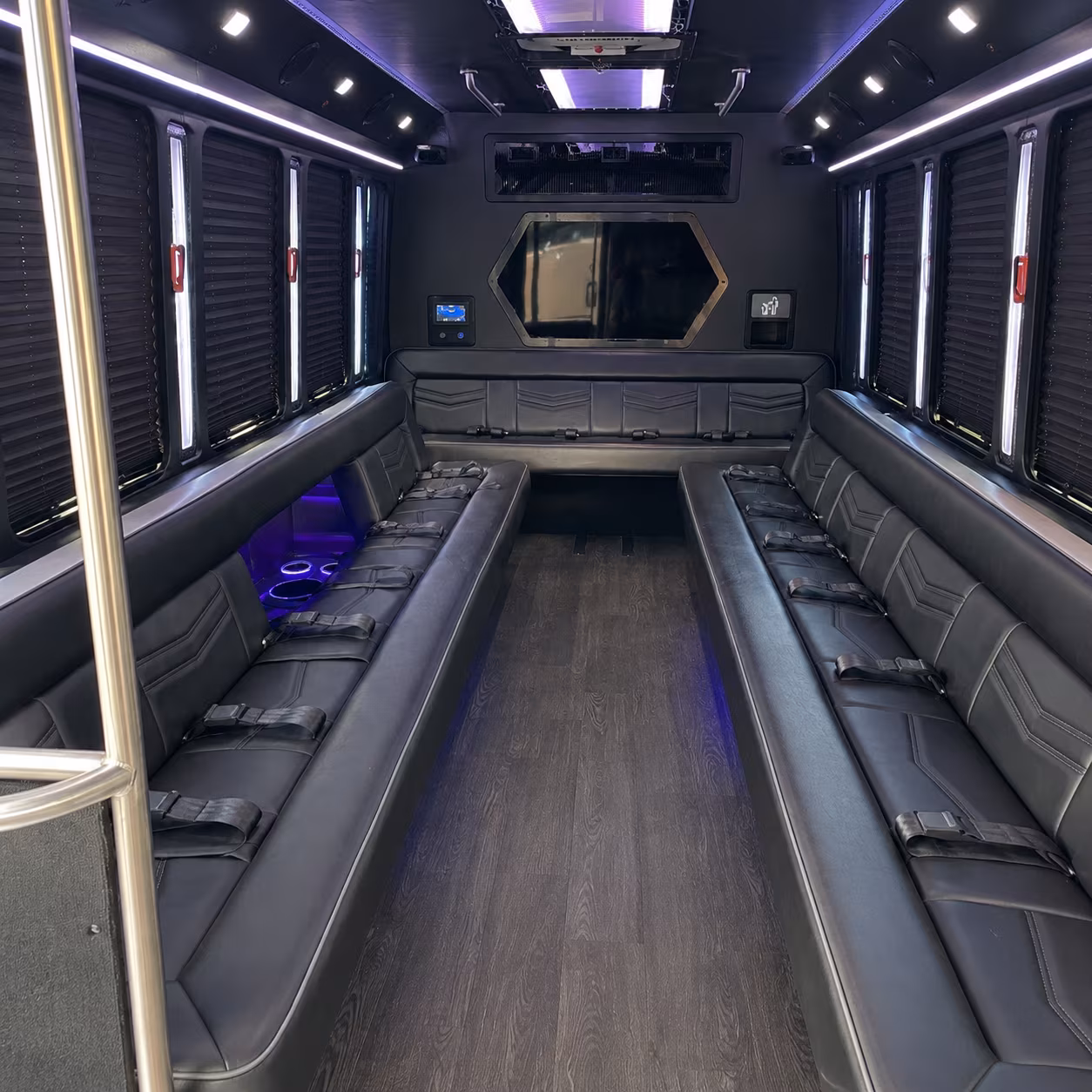 worcester 18 passenger party bus interior