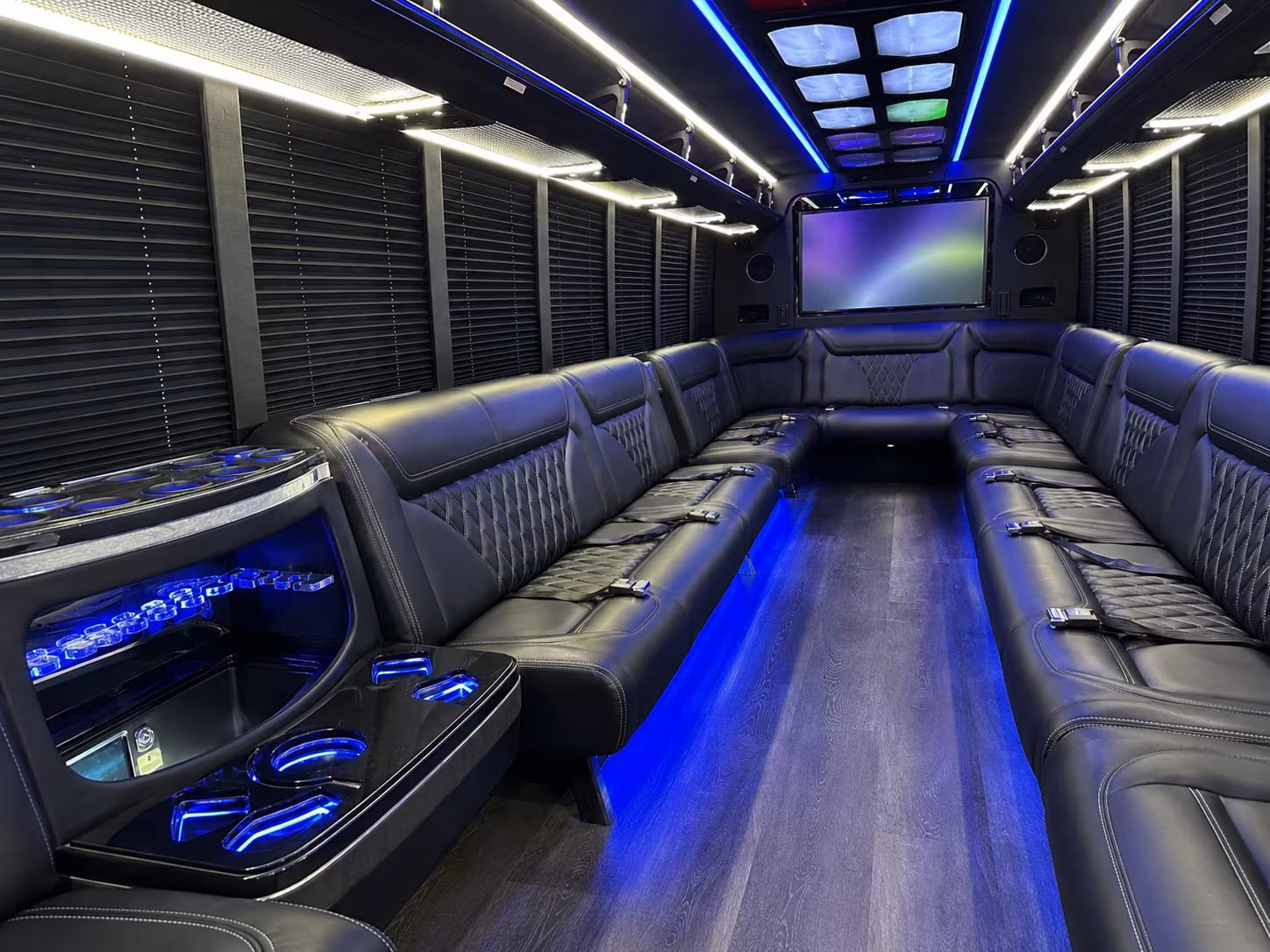 worcester 20 passenger party bus inside
