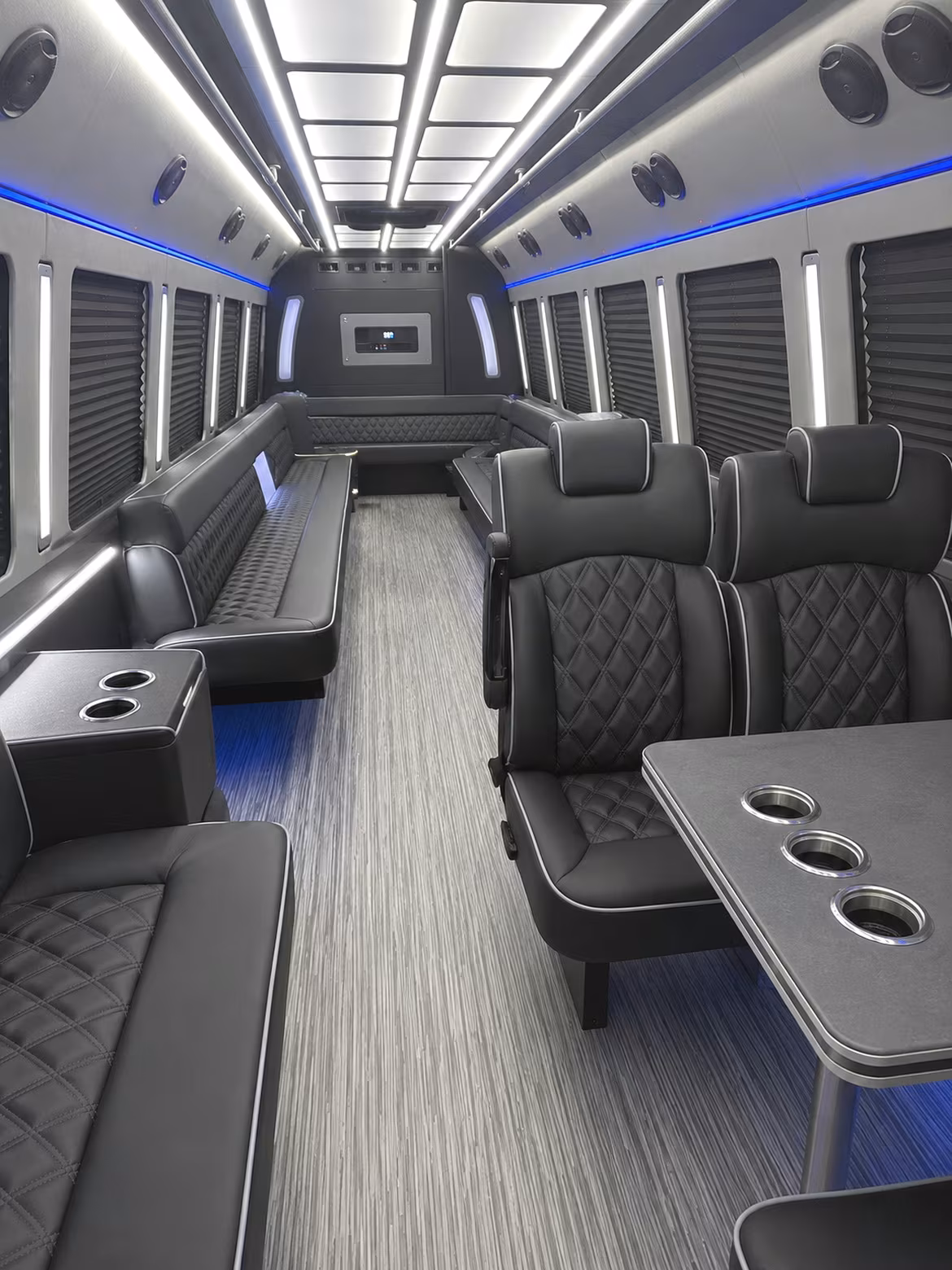 worcester 25 passenger party bus inside