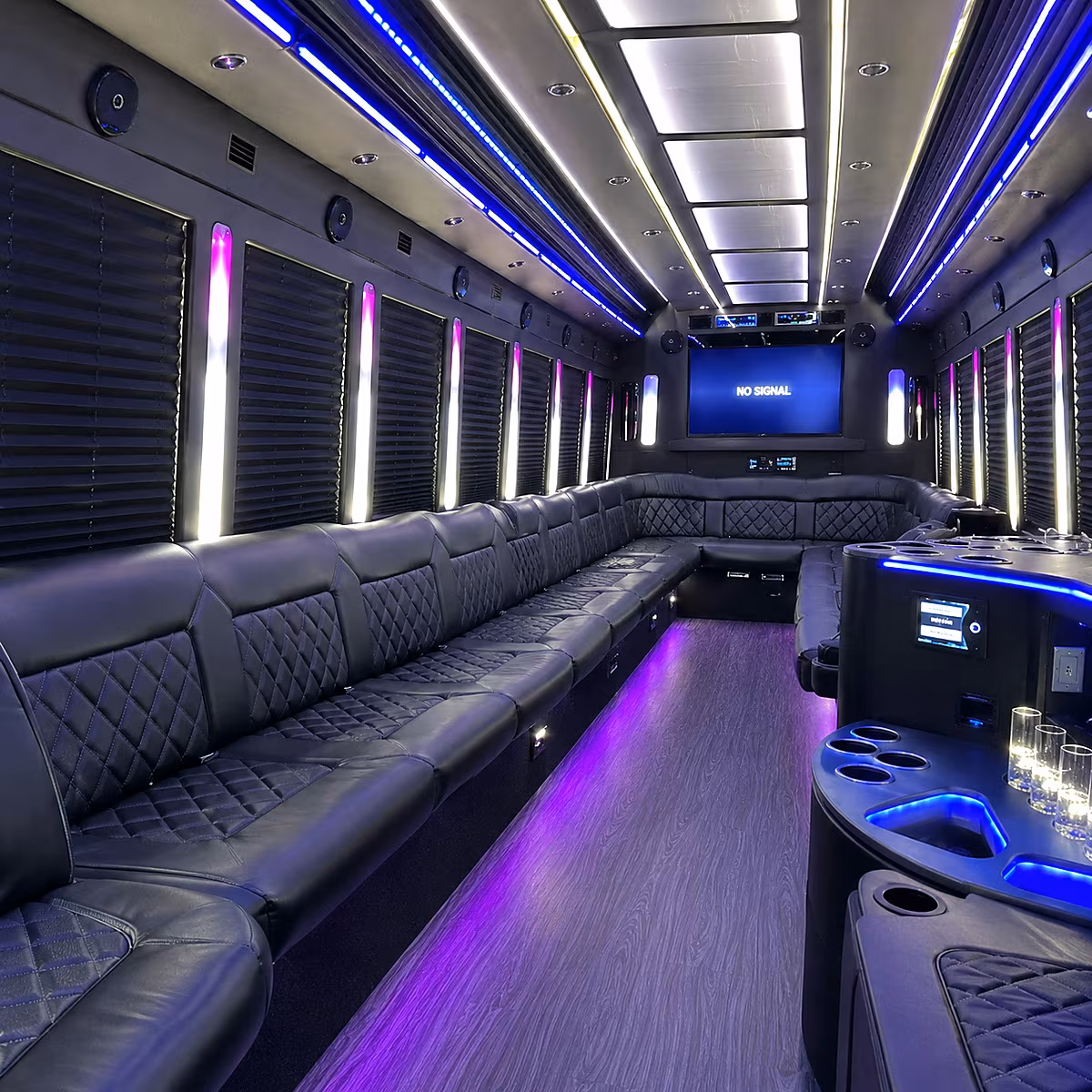 worcester 30 passenger party bus inside
